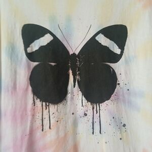 ED SHEERAN TOUR SHIRT Black Butterfly Tie-Dye Design